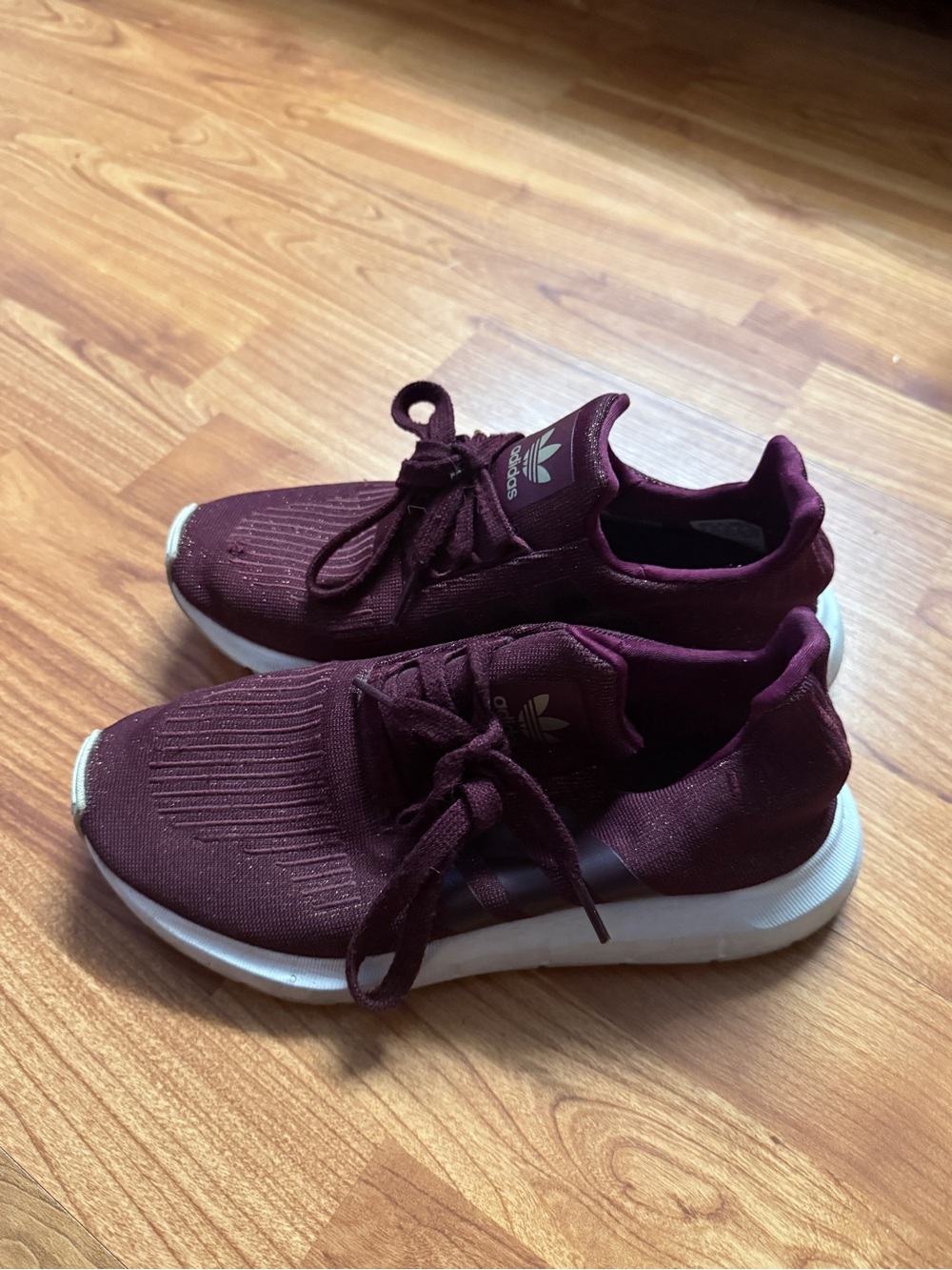 adidas Women’s Burgundy Knit Lace-Up Sneakers